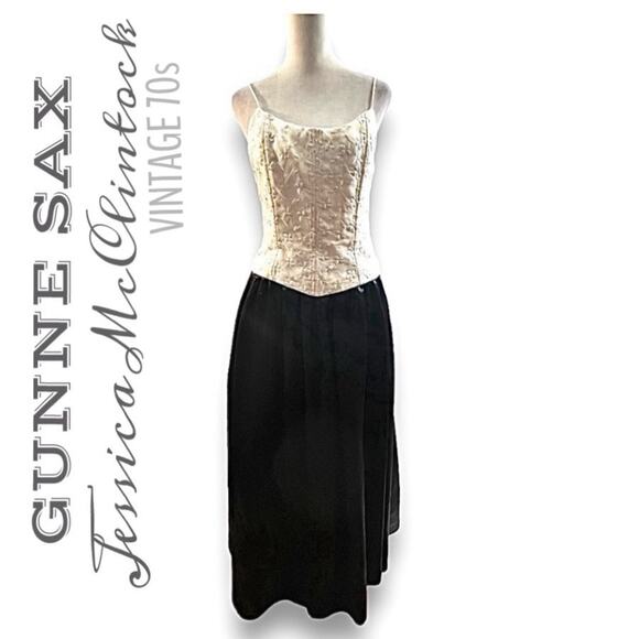 JESSICA McCLINTOCK🎃GUNNE SAX VTG Black/Ivory Embellished Corset Maxi Dress 7/8 - Picture 16 of 16